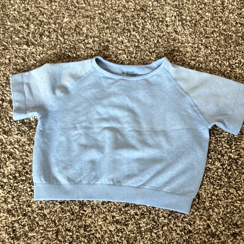 Kids Light Blue Short Sleeve Crop Top Never Worn